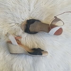 LUCKY BRAND Wedge Espadrilles 8.5 Black Tan